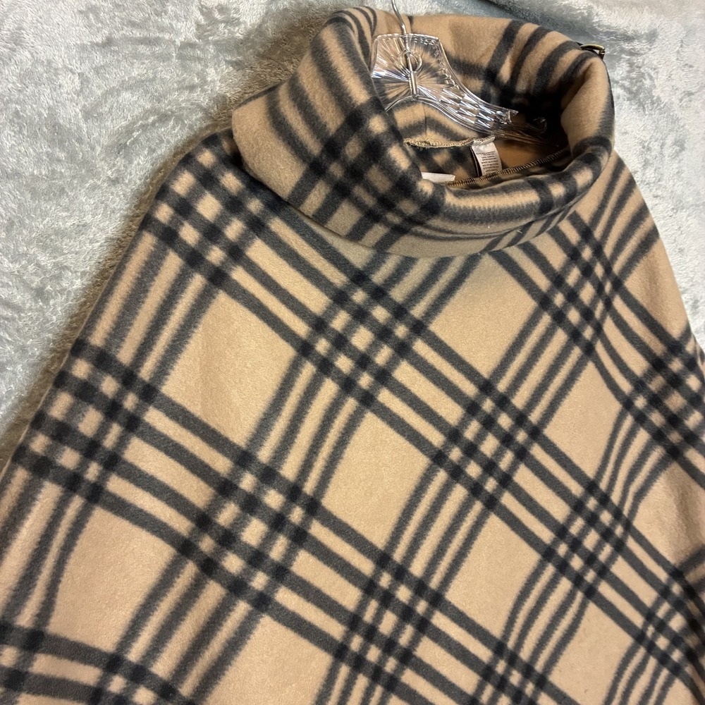 Le Moda Womens Cowl Neck Poncho Sweater One Size Tartan Classic Prep Cozy Cloak